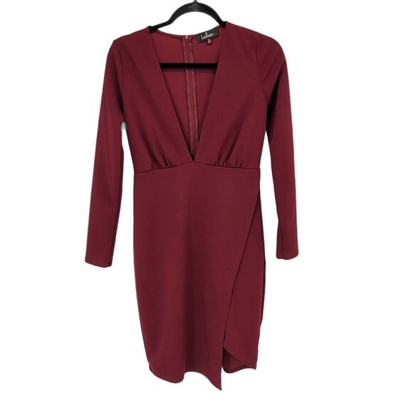 LuLus Sexy Wrap Dress Bodycon Long Sleeve Wedding Guest Prom Bridesmaid Date - Picture 3 of 8